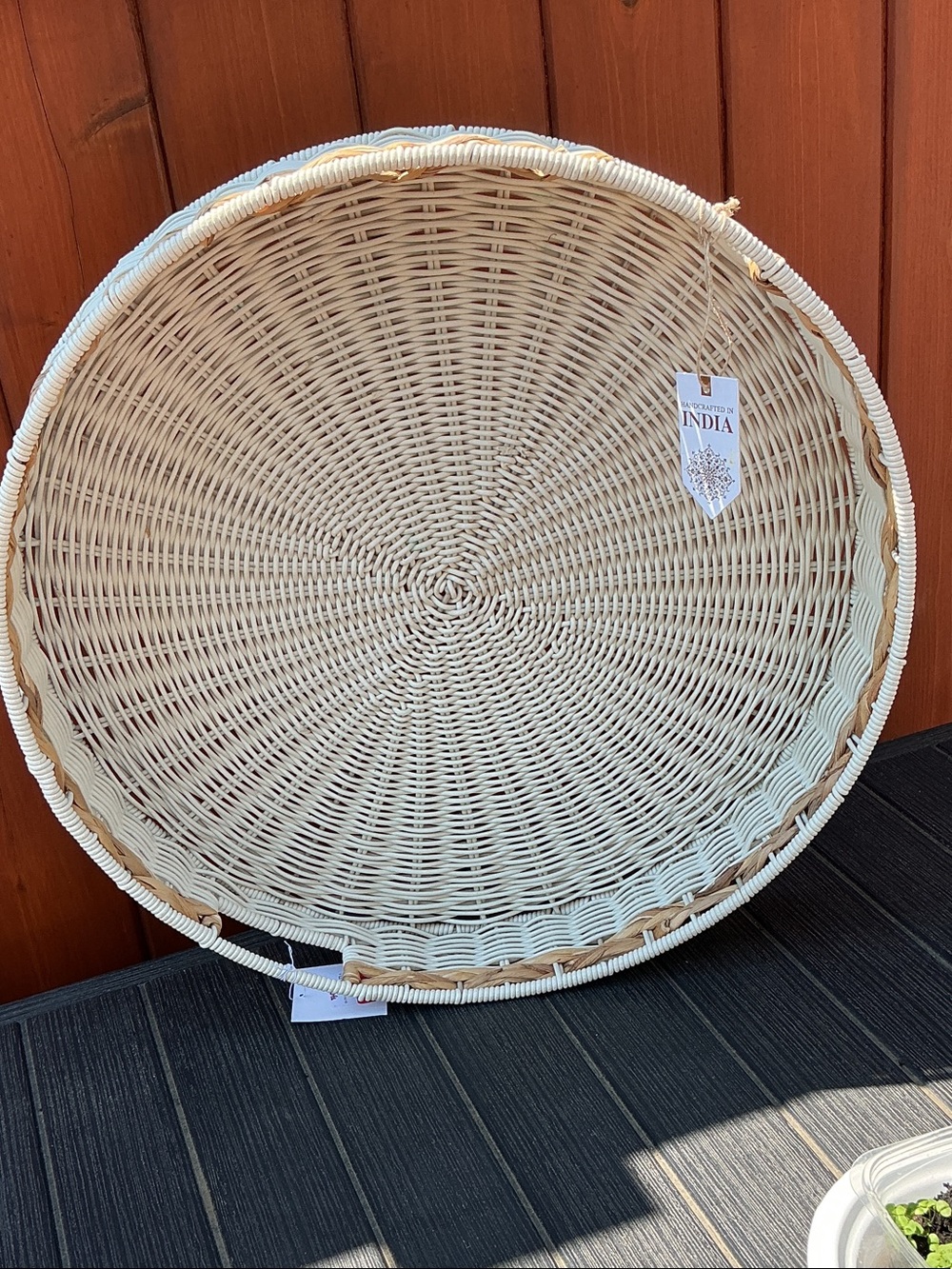 Handwoven White Rattan Decorative extra large Basket - India